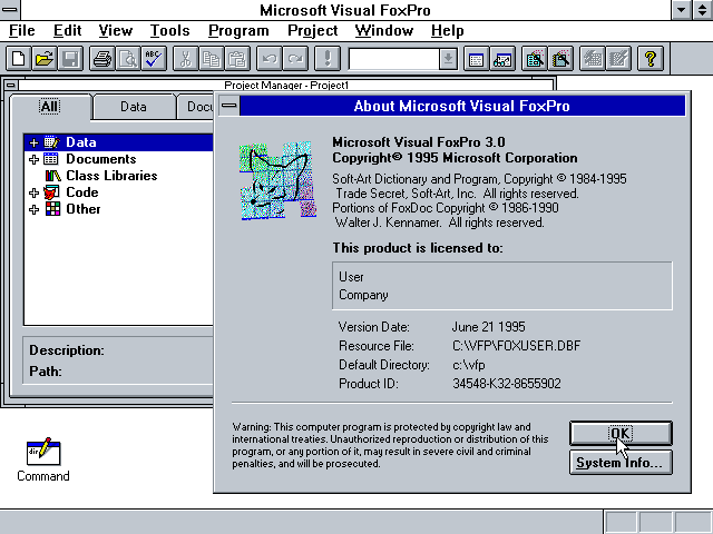 Microsoft Visual FoxPro 3.0 - About